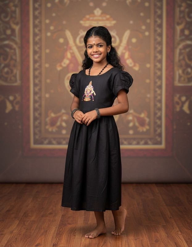 Black Frock with Ayyappa Prints